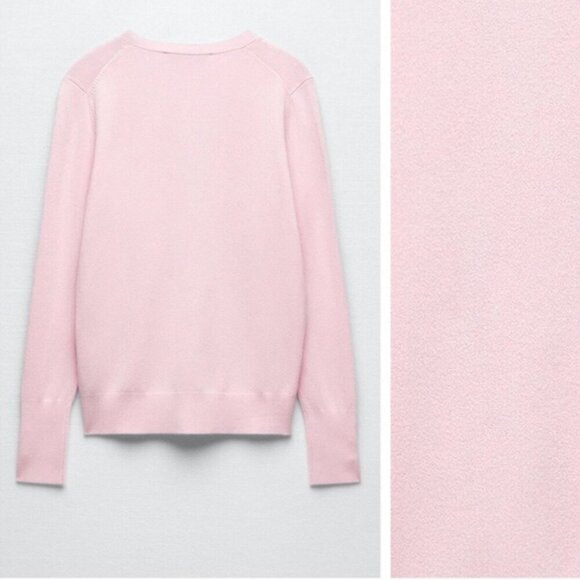 ZARA Soft Pink Button-Up Cardigan Size SMALL NWT - Picture 6 of 9